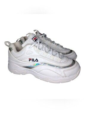 FILA Ray Shoes White Iridescent Streetwear Fashion Sneakers Women's Size 7